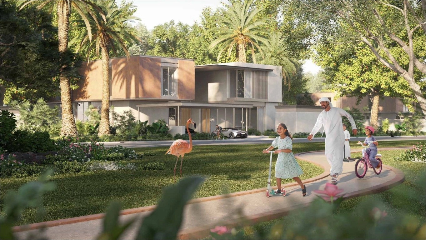 Serene outdoor spaces with walking and cycling paths in Saadiyat Lagoons community